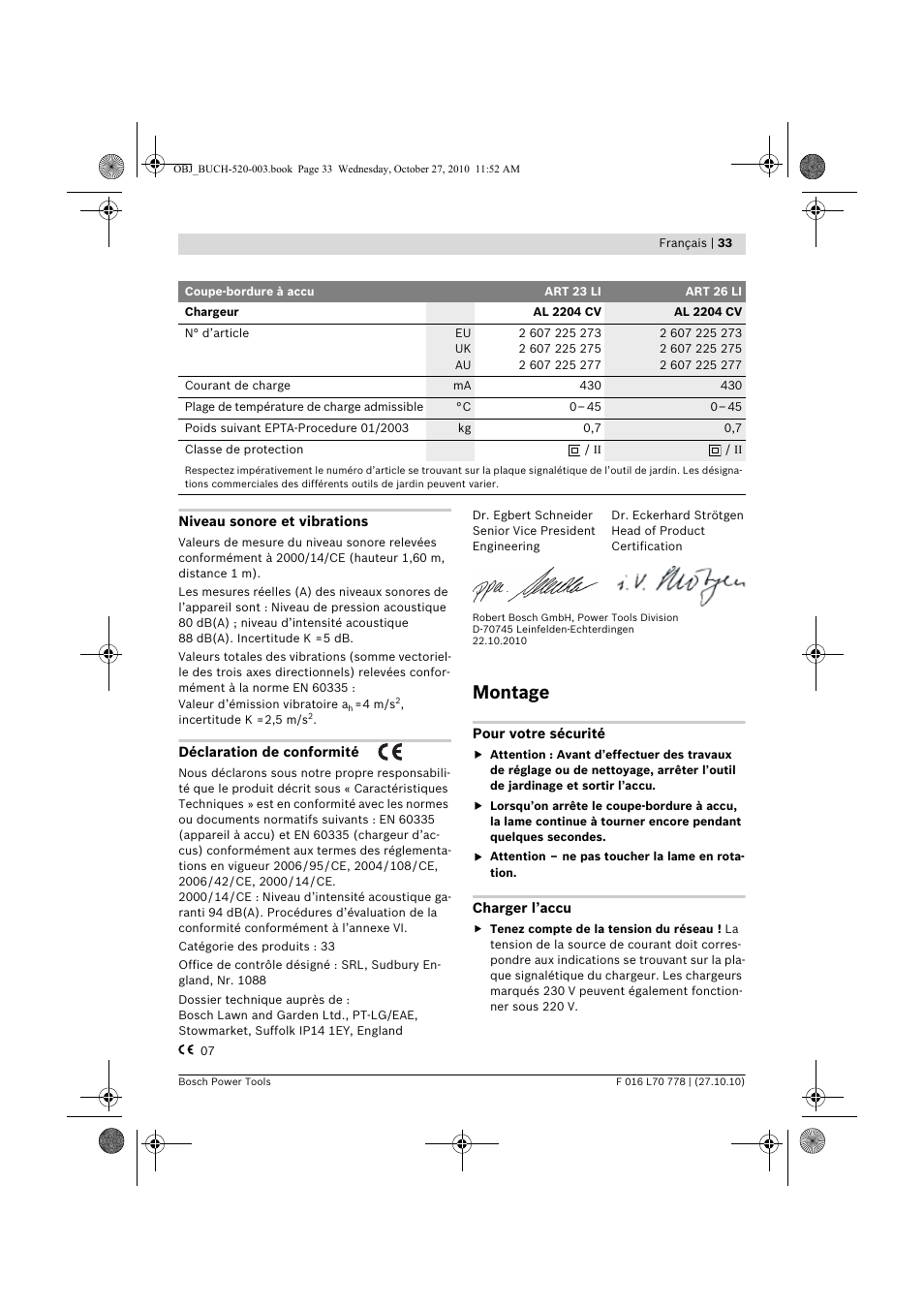 Montage | Bosch ART 23 LI User Manual | Page 33 / 297