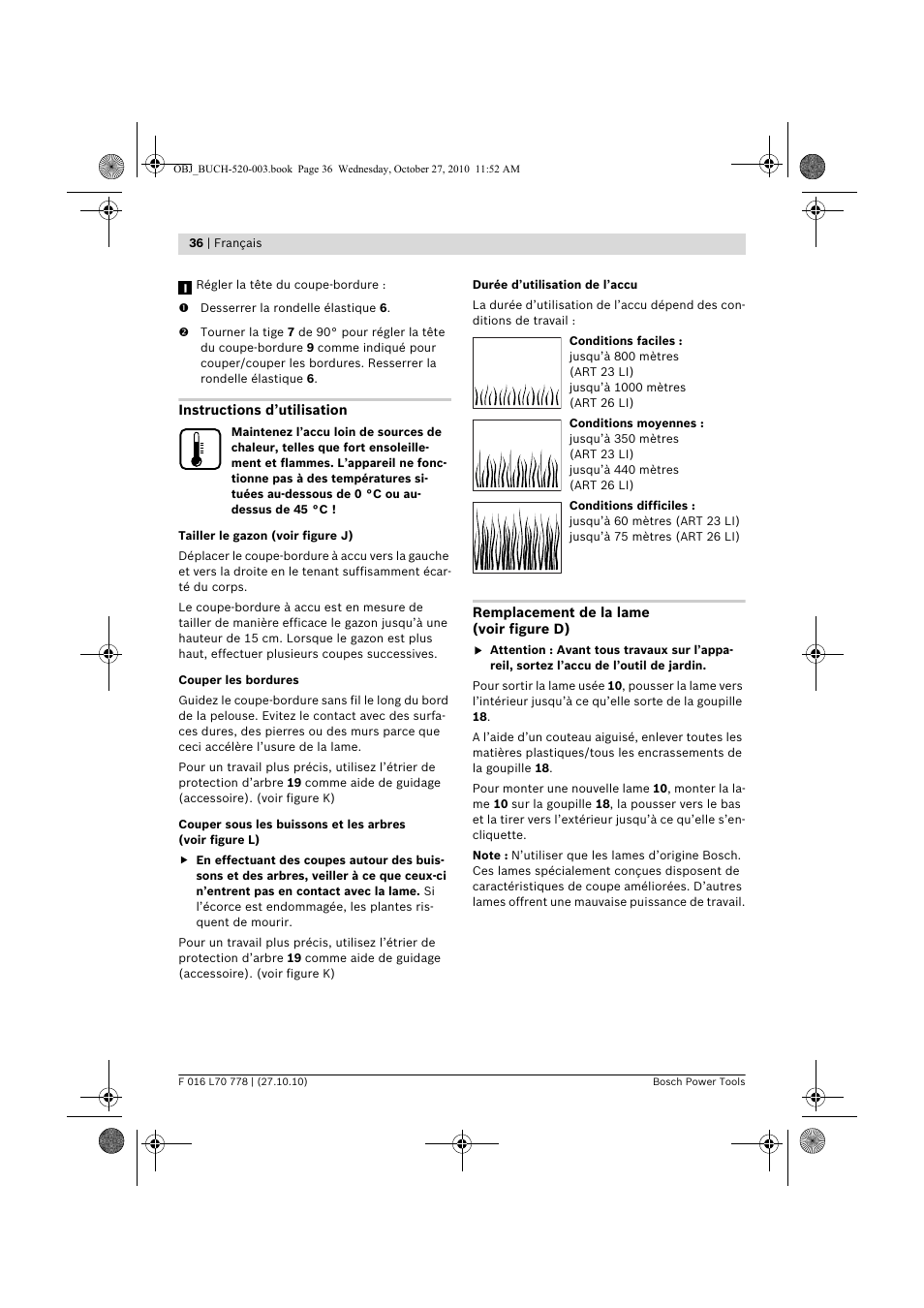 Bosch ART 23 LI User Manual | Page 36 / 297