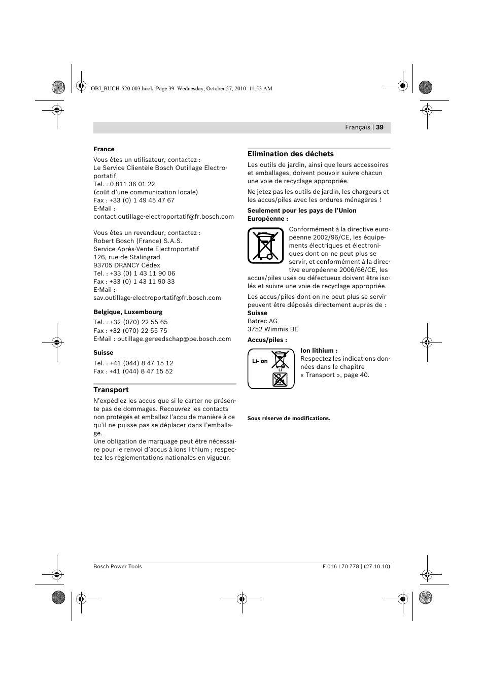 Bosch ART 23 LI User Manual | Page 39 / 297