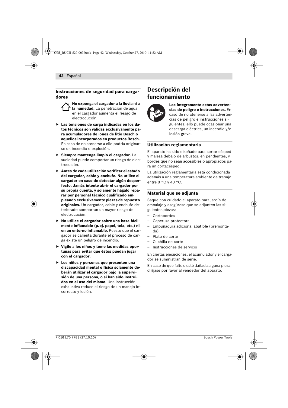 Descripción del funcionamiento | Bosch ART 23 LI User Manual | Page 42 / 297