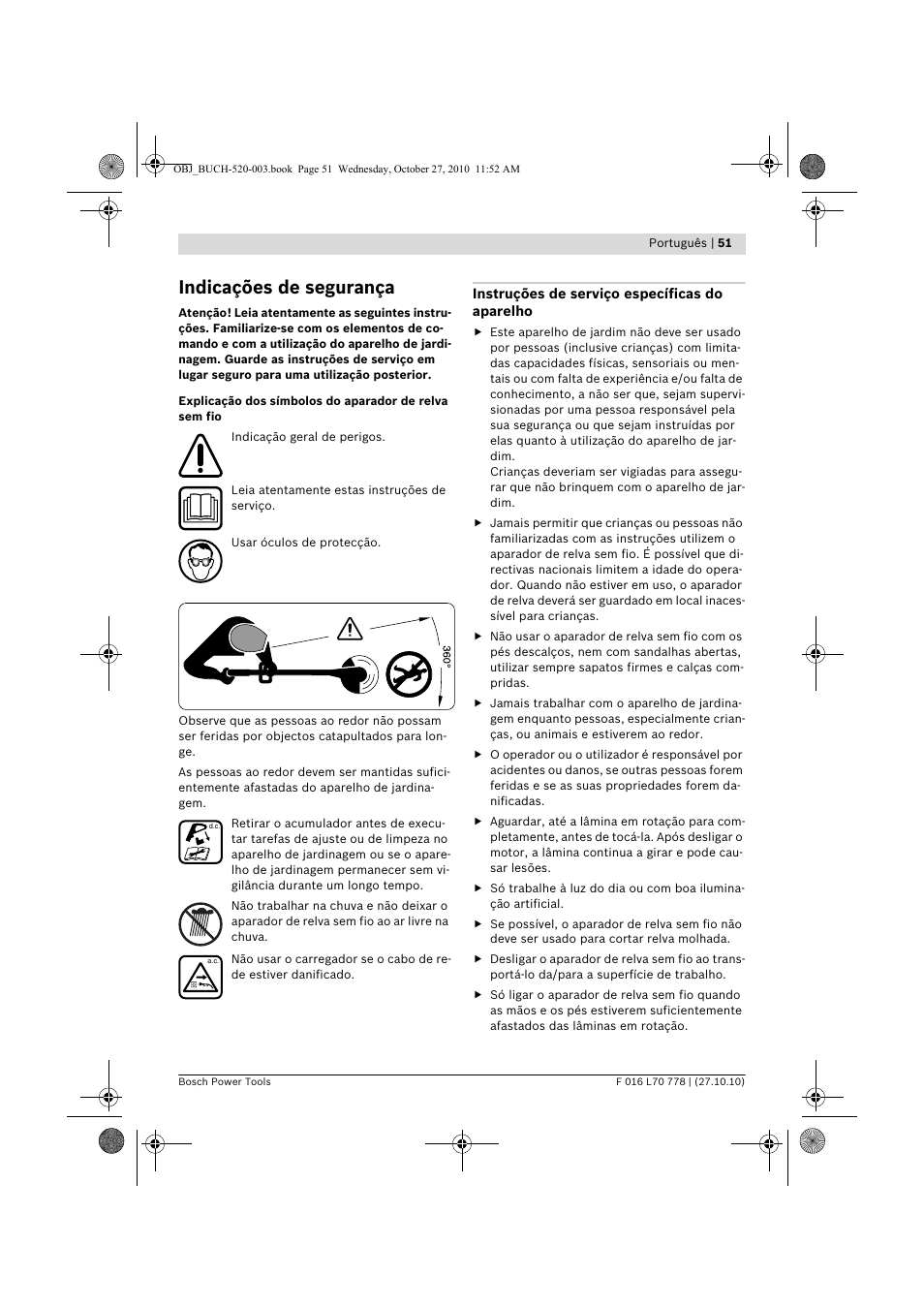 Indicações de segurança | Bosch ART 23 LI User Manual | Page 51 / 297