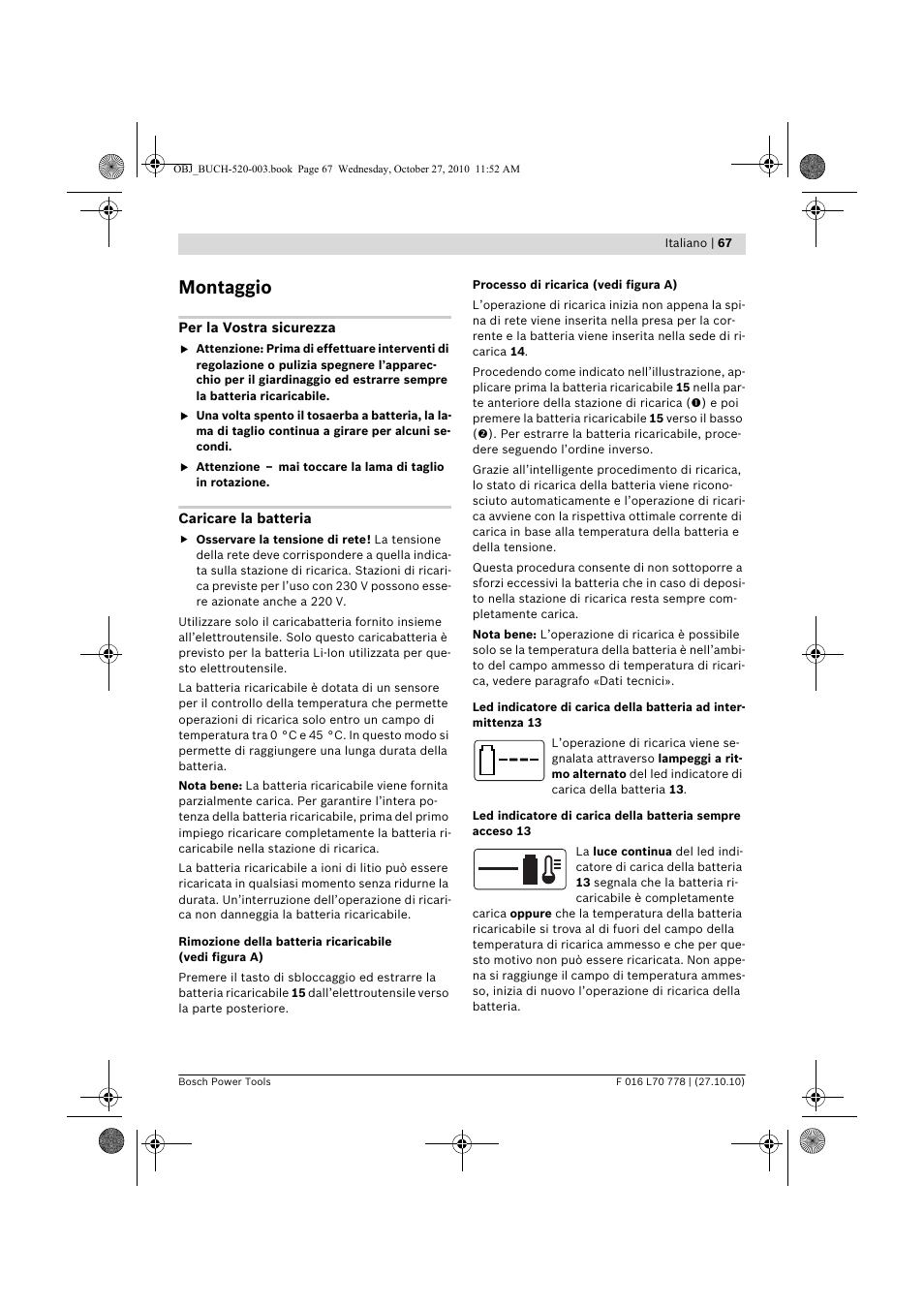 Montaggio | Bosch ART 23 LI User Manual | Page 67 / 297