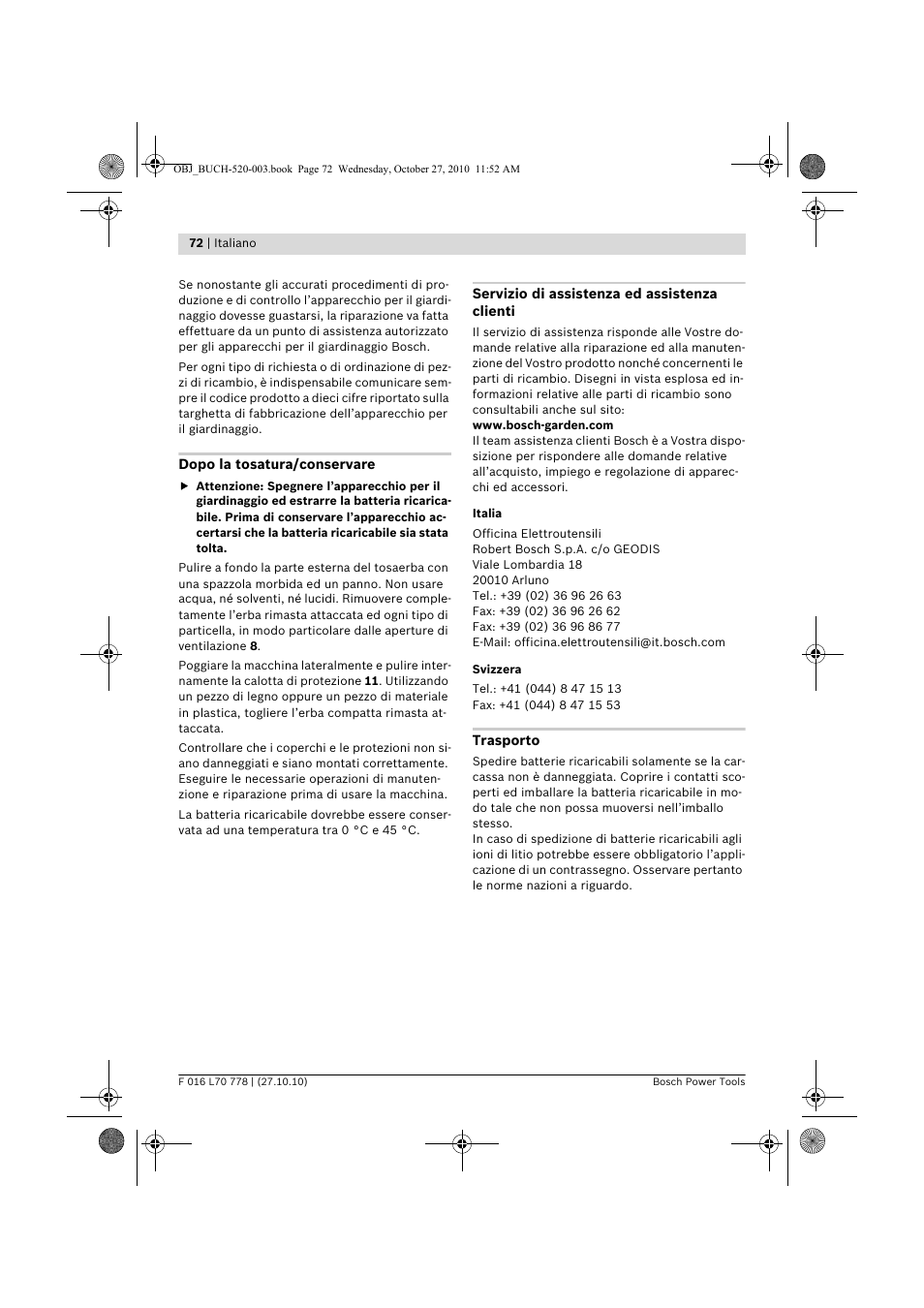 Bosch ART 23 LI User Manual | Page 72 / 297