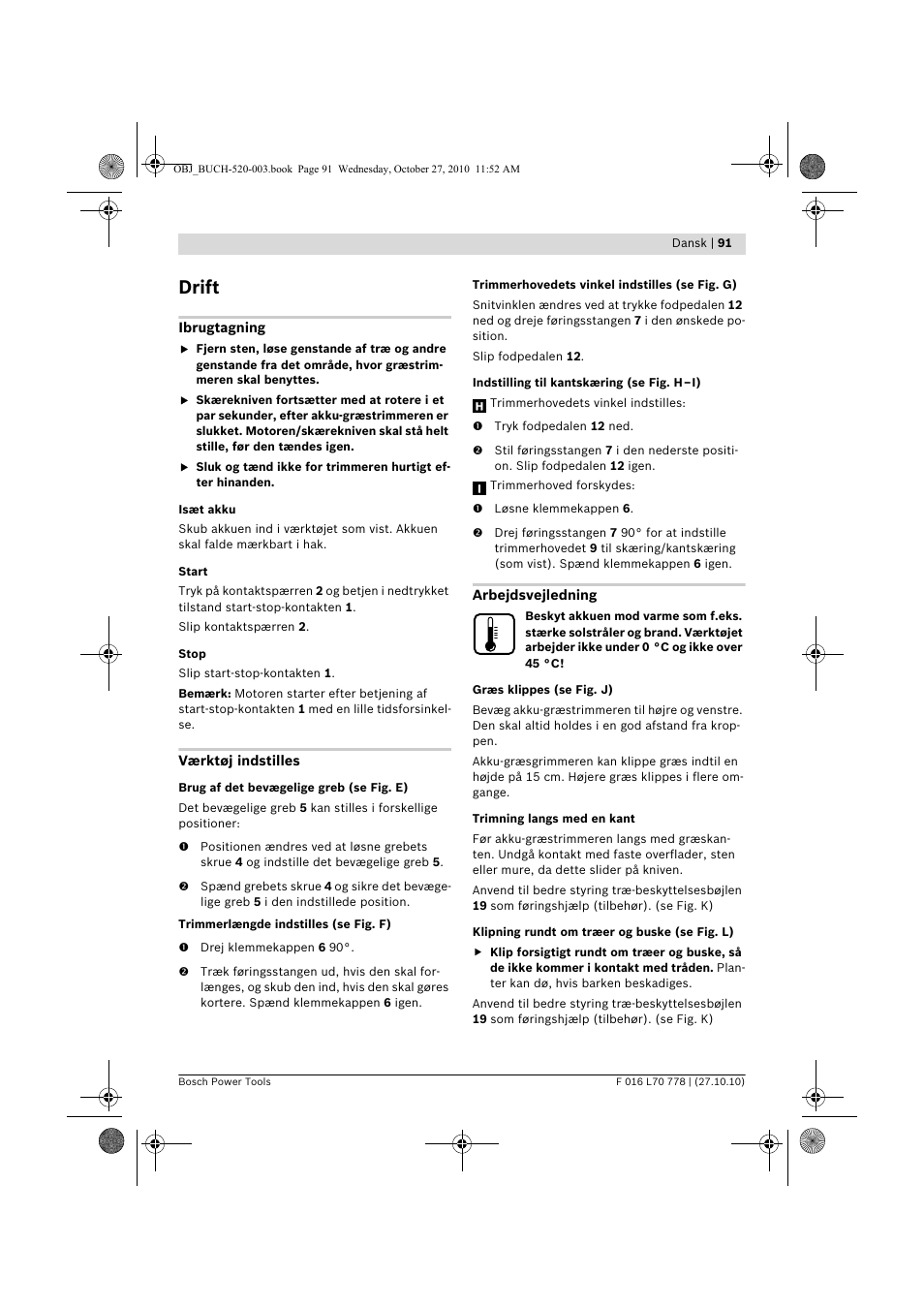 Drift | Bosch ART 23 LI User Manual | Page 91 / 297