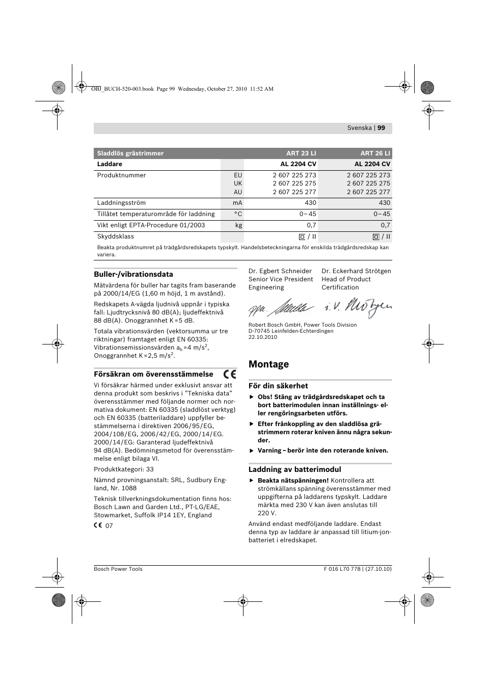 Montage | Bosch ART 23 LI User Manual | Page 99 / 297