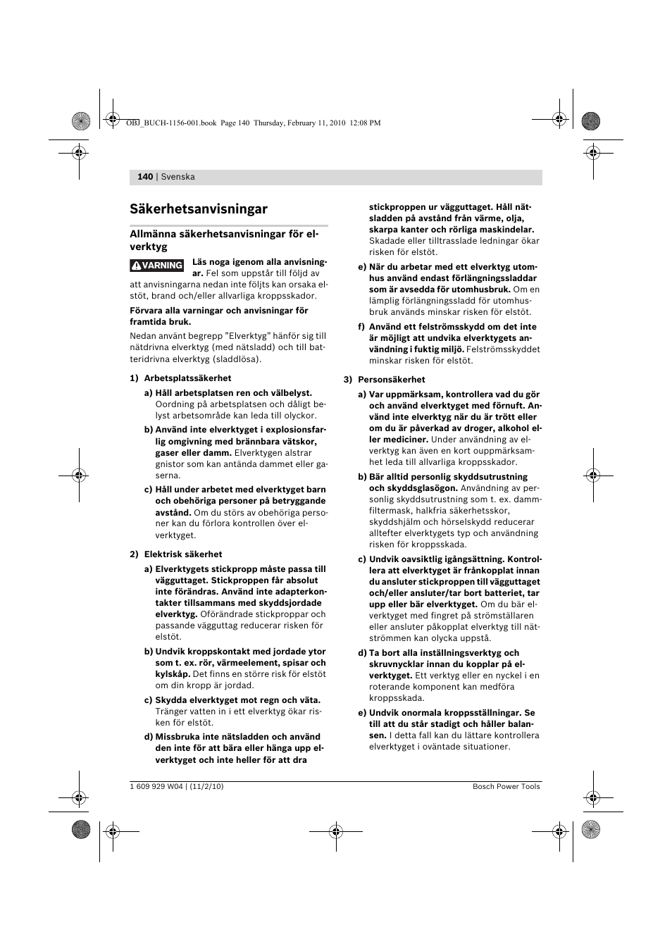 Säkerhetsanvisningar | Bosch GCM 10 J Professional User Manual | Page 140 / 470