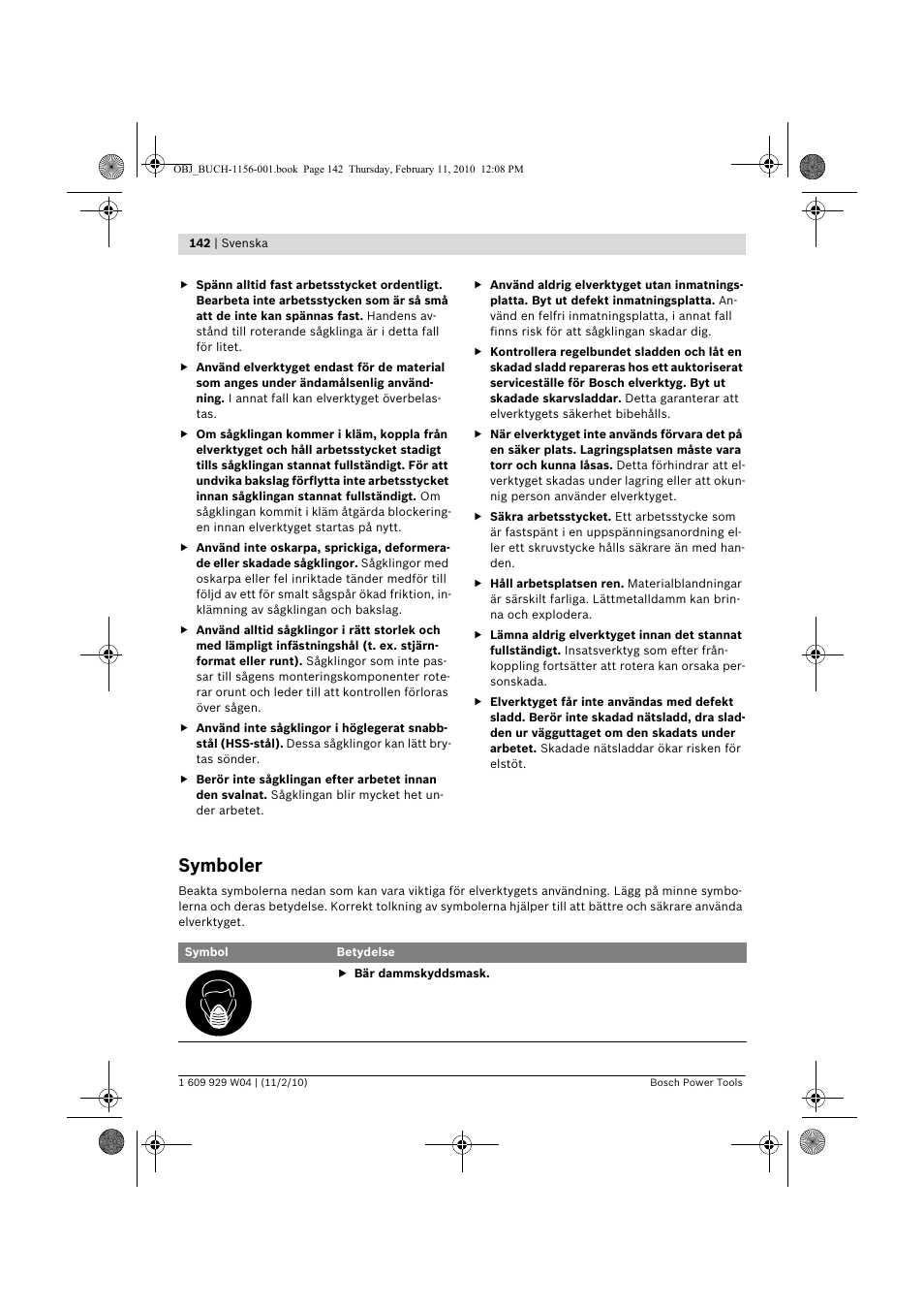 Symboler | Bosch GCM 10 J Professional User Manual | Page 142 / 470