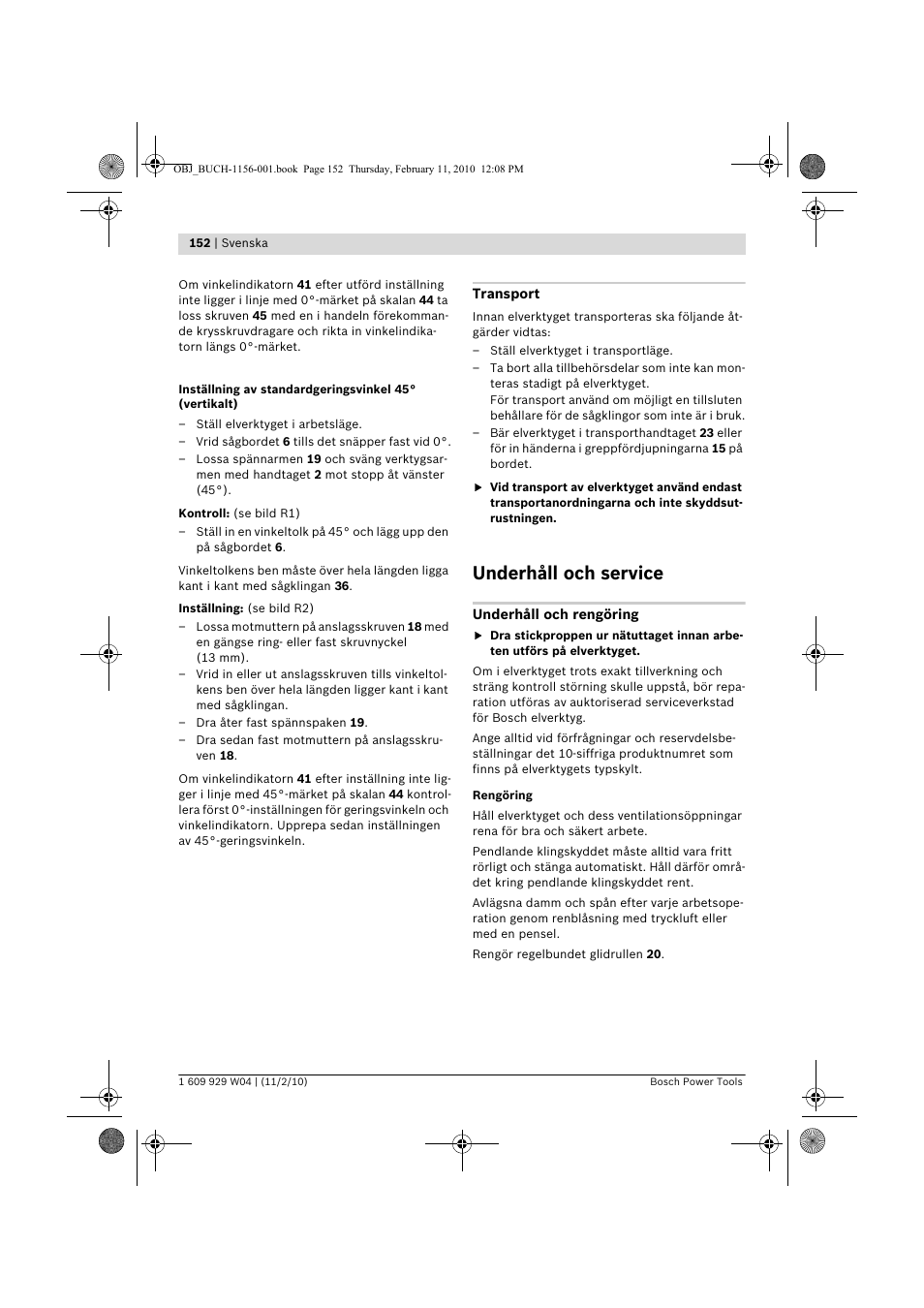 Underhåll och service | Bosch GCM 10 J Professional User Manual | Page 152 / 470