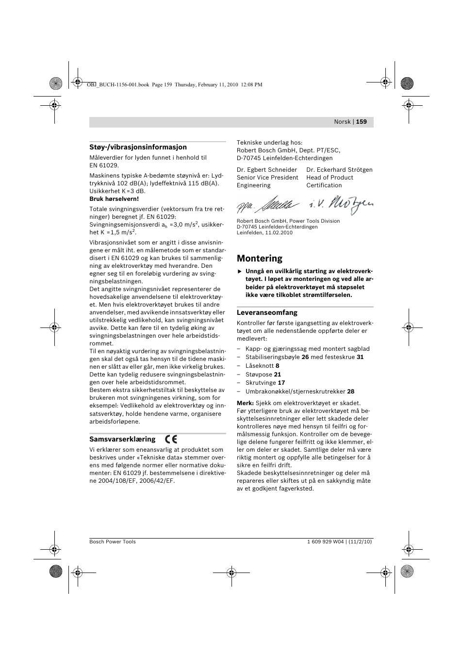 Montering | Bosch GCM 10 J Professional User Manual | Page 159 / 470