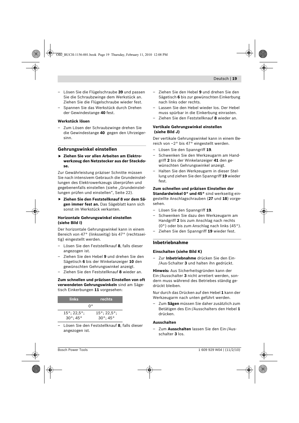 Bosch GCM 10 J Professional User Manual | Page 19 / 470