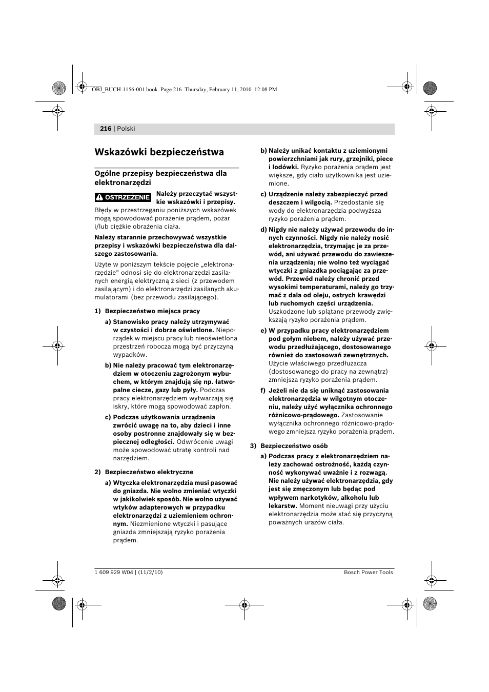 Wskazówki bezpieczeństwa | Bosch GCM 10 J Professional User Manual | Page 216 / 470