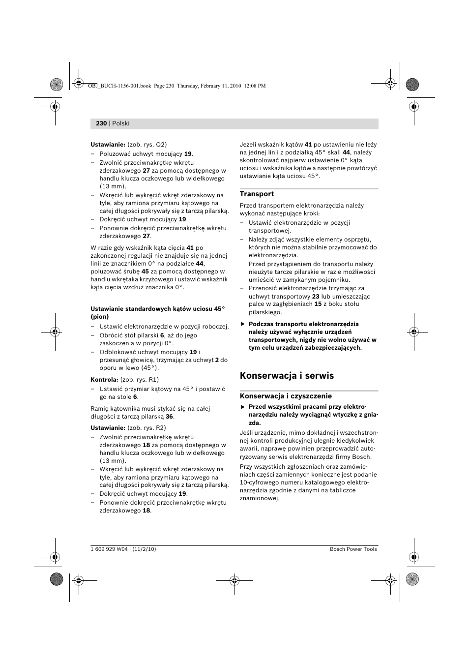 Konserwacja i serwis | Bosch GCM 10 J Professional User Manual | Page 230 / 470