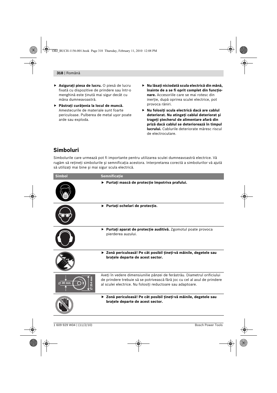 Simboluri | Bosch GCM 10 J Professional User Manual | Page 318 / 470