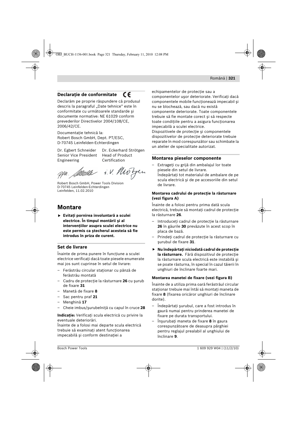 Montare | Bosch GCM 10 J Professional User Manual | Page 321 / 470