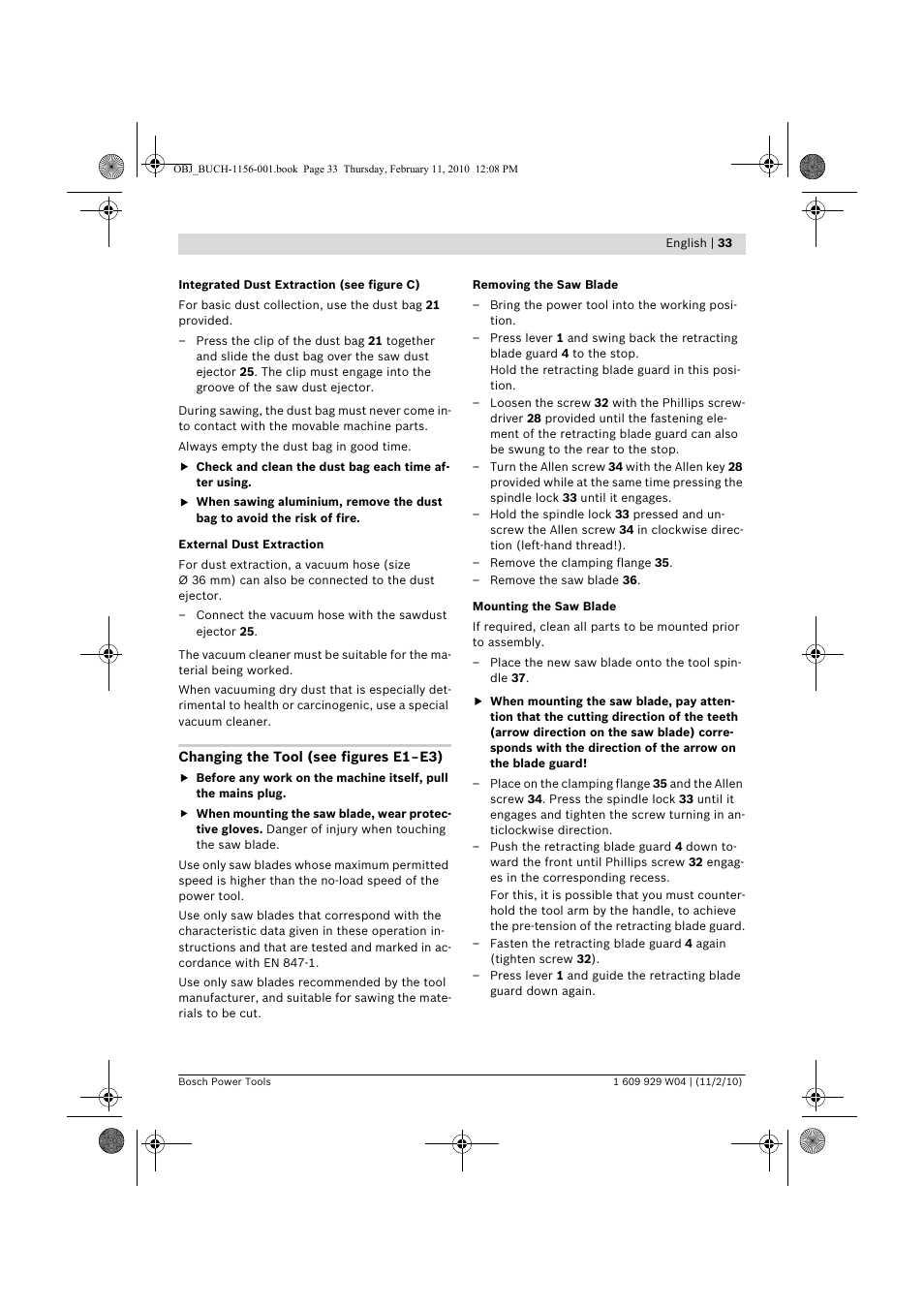Bosch GCM 10 J Professional User Manual | Page 33 / 470