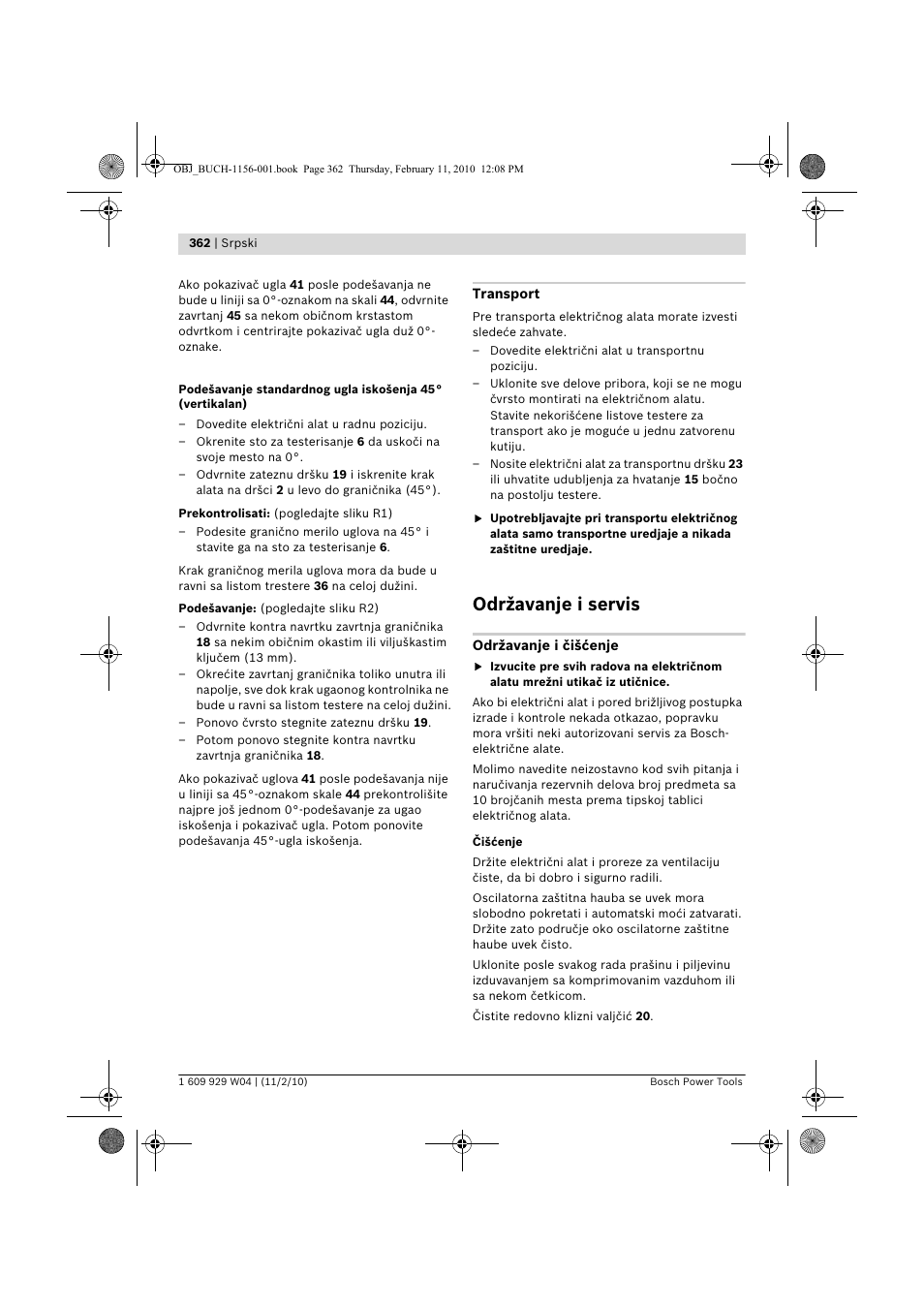 Održavanje i servis | Bosch GCM 10 J Professional User Manual | Page 362 / 470