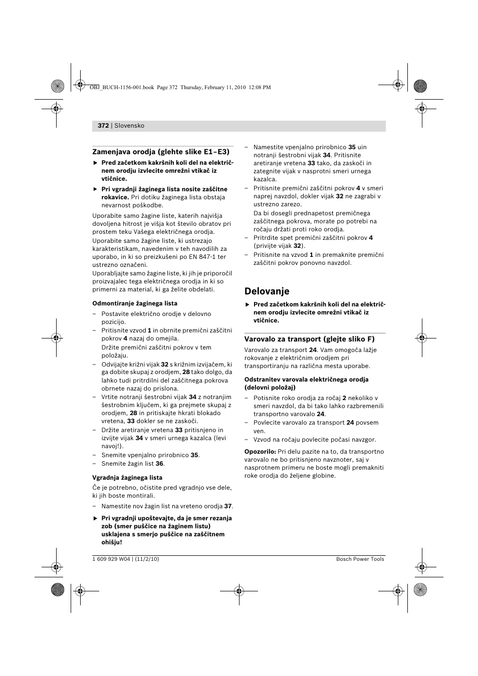 Delovanje | Bosch GCM 10 J Professional User Manual | Page 372 / 470