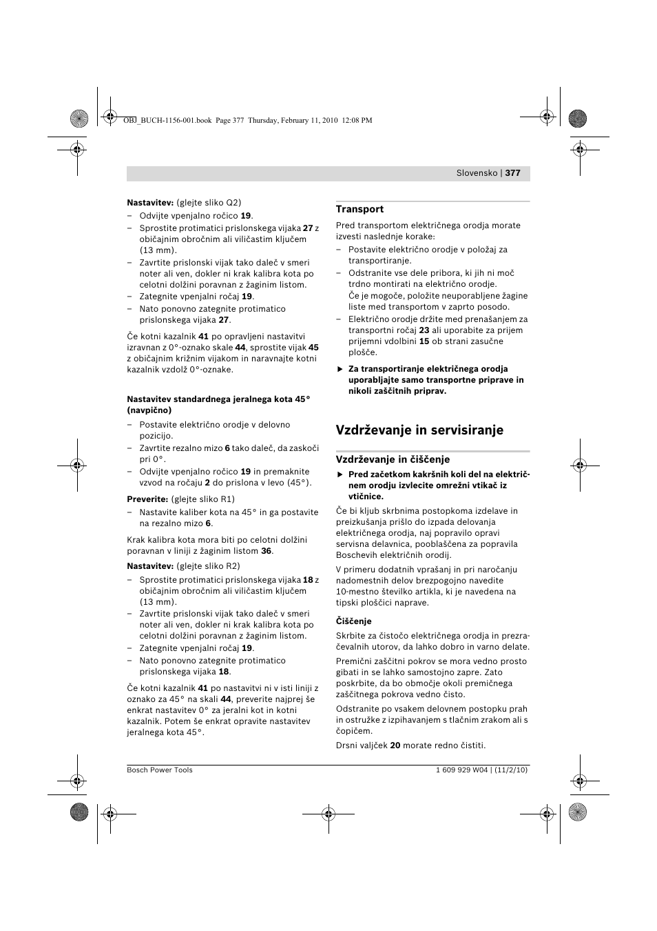 Vzdrževanje in servisiranje | Bosch GCM 10 J Professional User Manual | Page 377 / 470