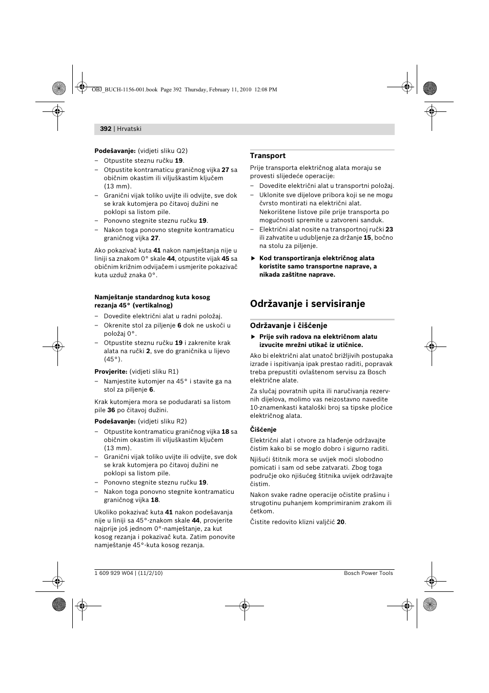 Održavanje i servisiranje | Bosch GCM 10 J Professional User Manual | Page 392 / 470