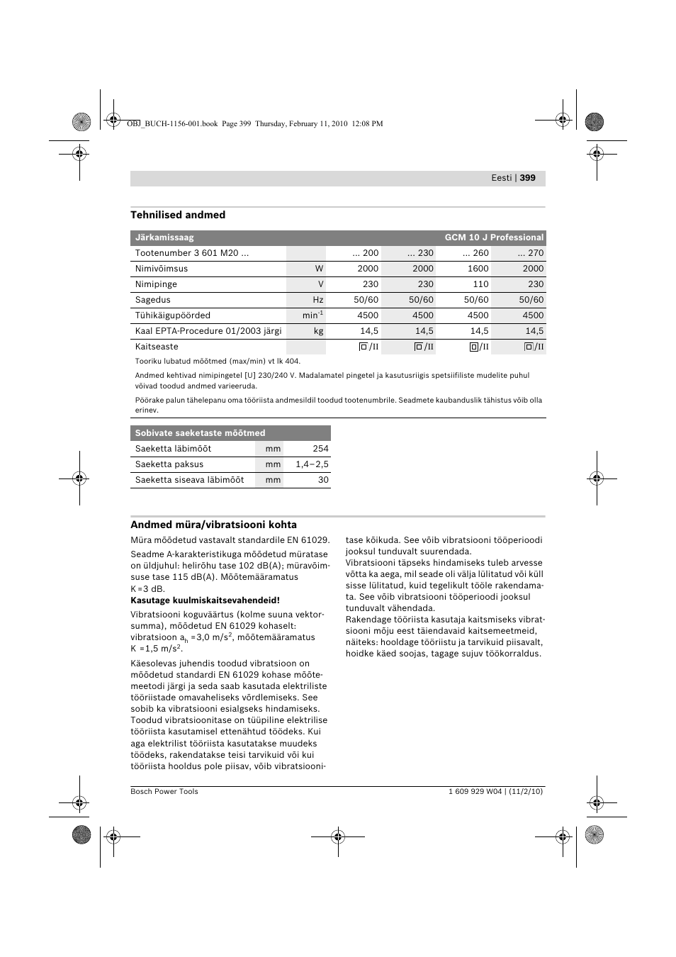 Bosch GCM 10 J Professional User Manual | Page 399 / 470