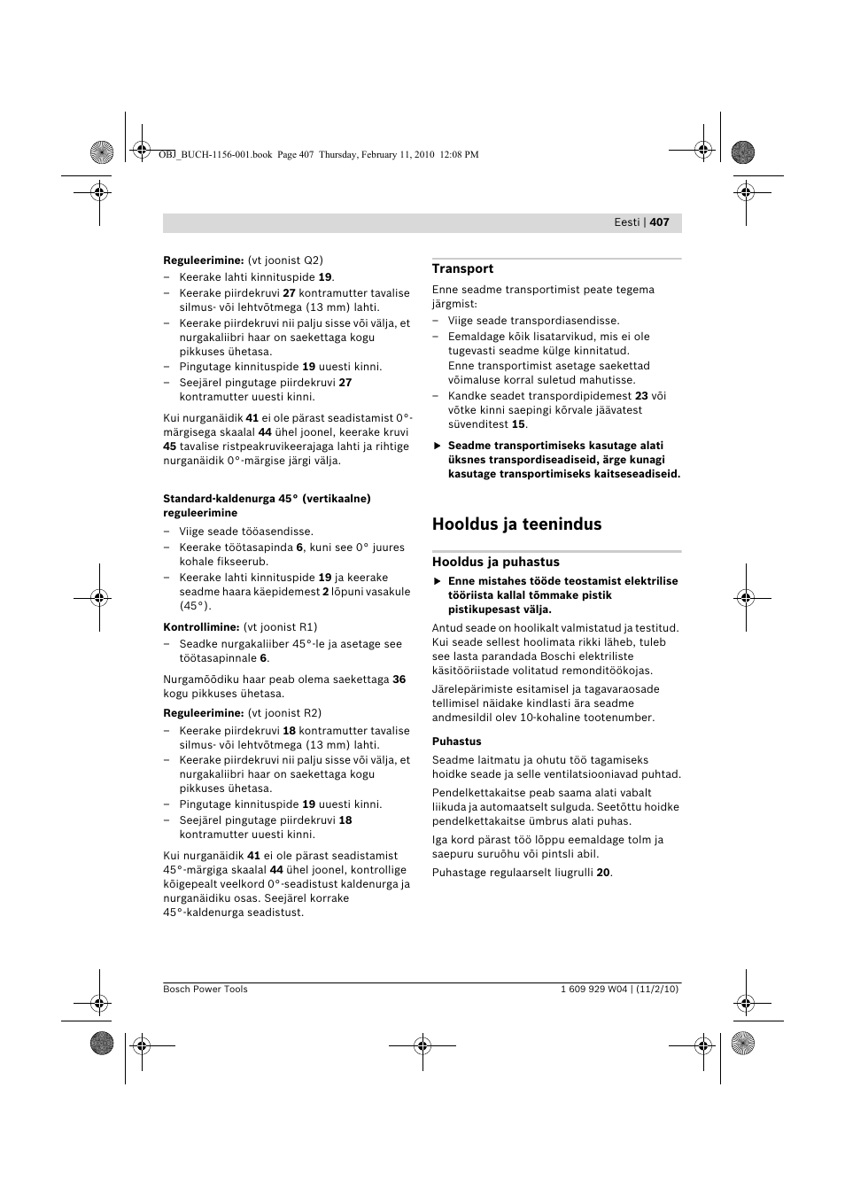 Hooldus ja teenindus | Bosch GCM 10 J Professional User Manual | Page 407 / 470