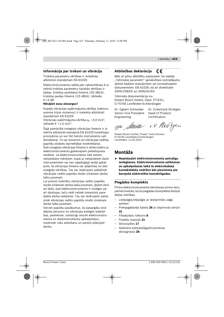 Montāža | Bosch GCM 10 J Professional User Manual | Page 415 / 470