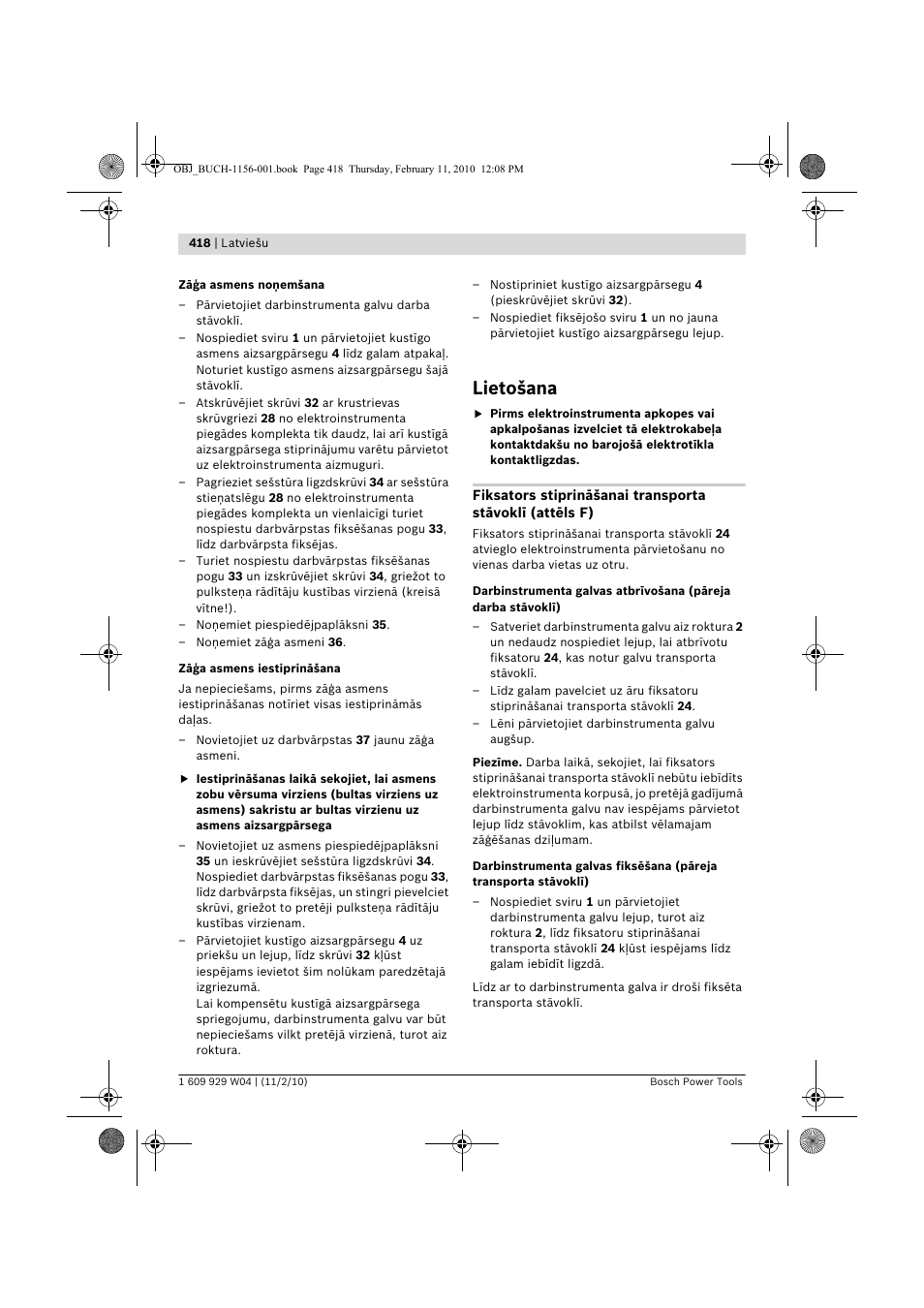 Lietošana | Bosch GCM 10 J Professional User Manual | Page 418 / 470