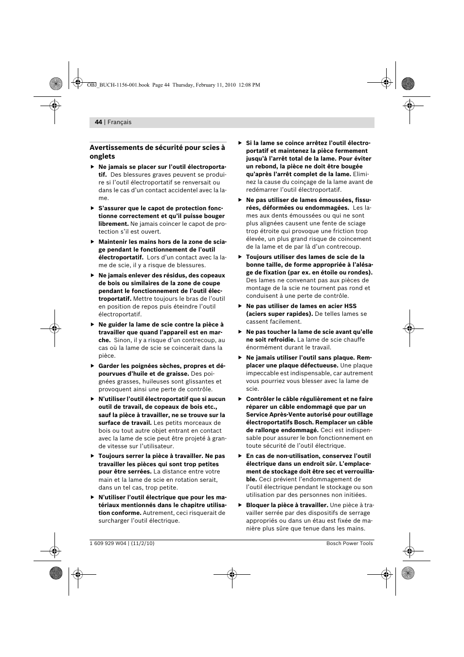 Bosch GCM 10 J Professional User Manual | Page 44 / 470
