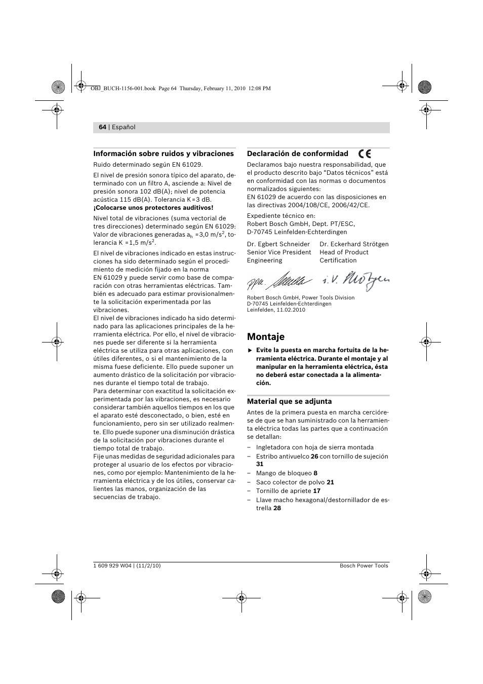 Montaje | Bosch GCM 10 J Professional User Manual | Page 64 / 470