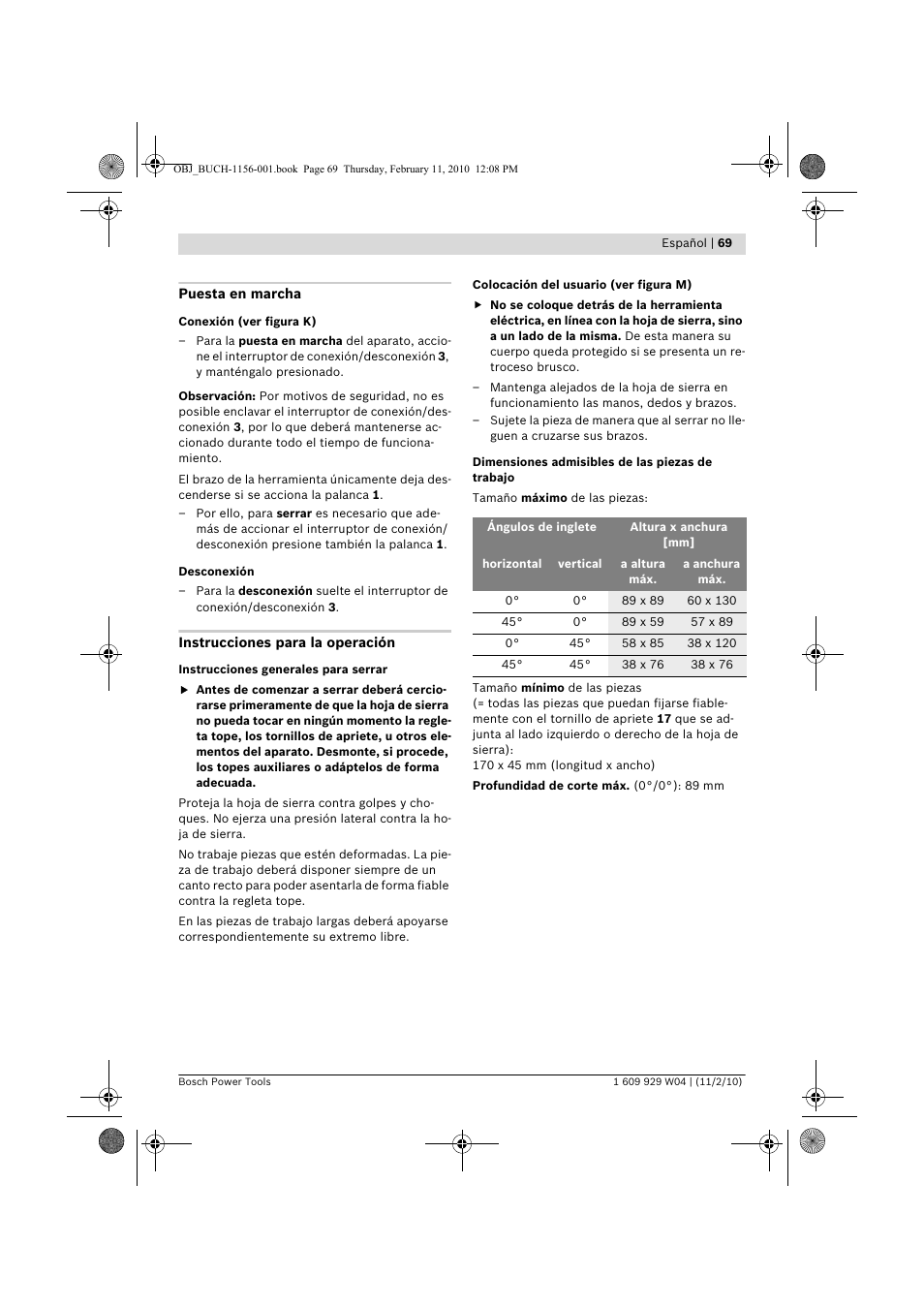 Bosch GCM 10 J Professional User Manual | Page 69 / 470