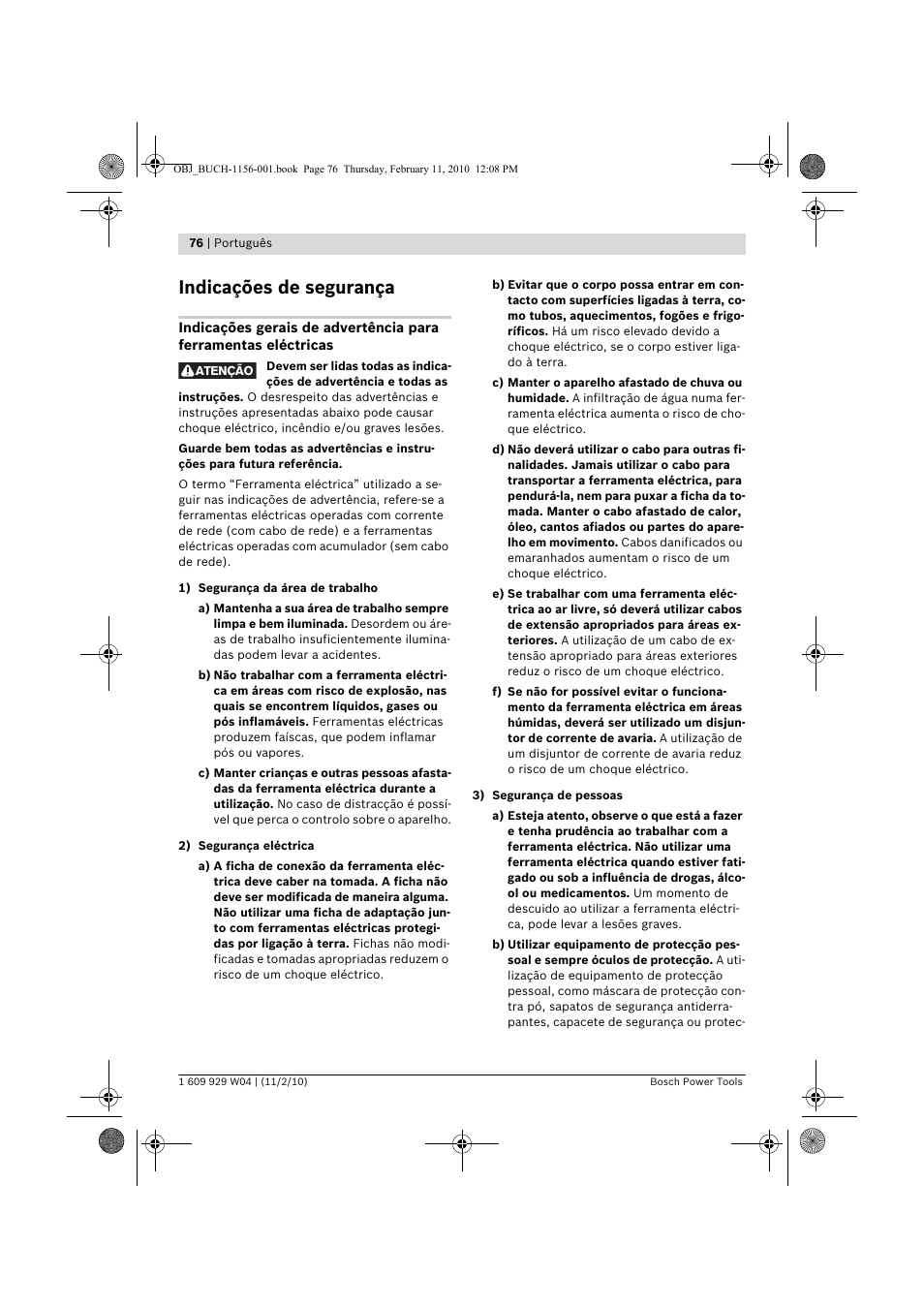 Indicações de segurança | Bosch GCM 10 J Professional User Manual | Page 76 / 470