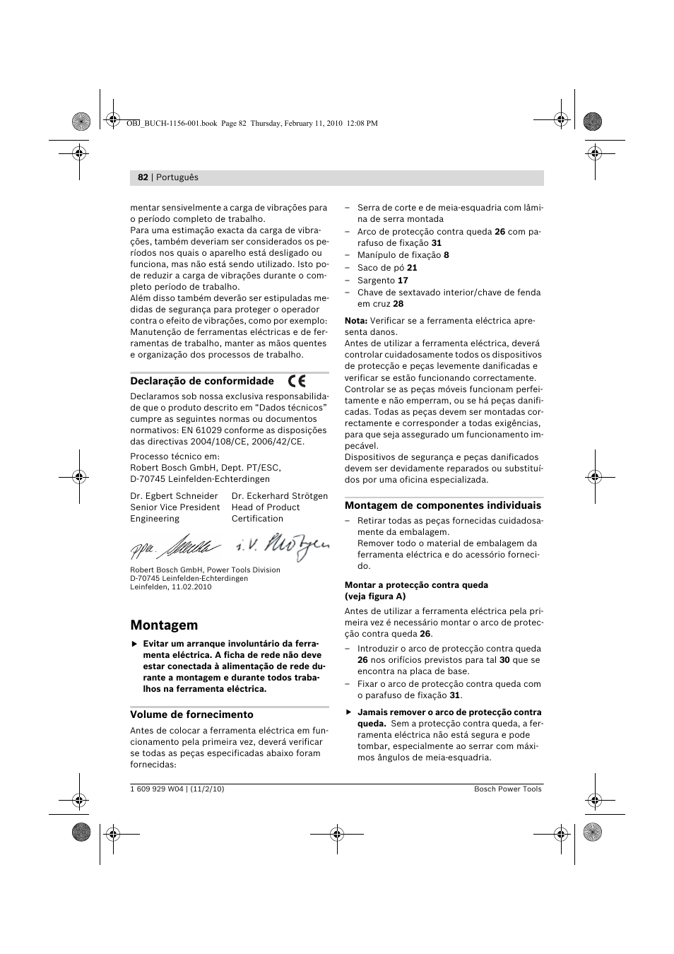 Montagem | Bosch GCM 10 J Professional User Manual | Page 82 / 470