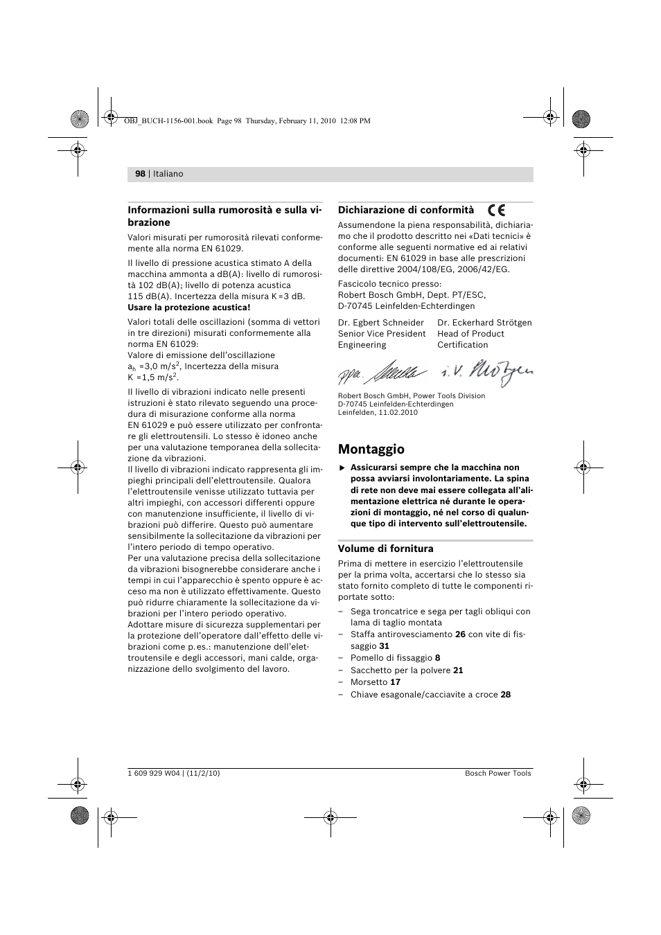 Montaggio | Bosch GCM 10 J Professional User Manual | Page 98 / 470