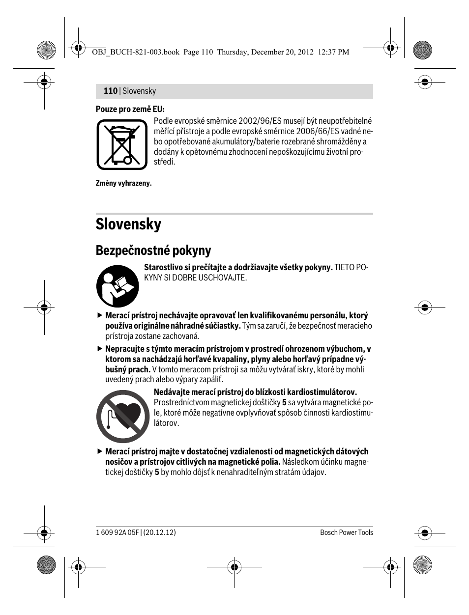 Slovensky, Bezpečnostné pokyny | Bosch LR 2 Professional User Manual | Page 110 / 239