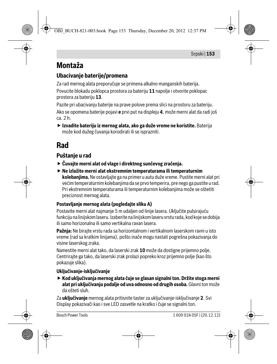 Montaža | Bosch LR 2 Professional User Manual | Page 153 / 239