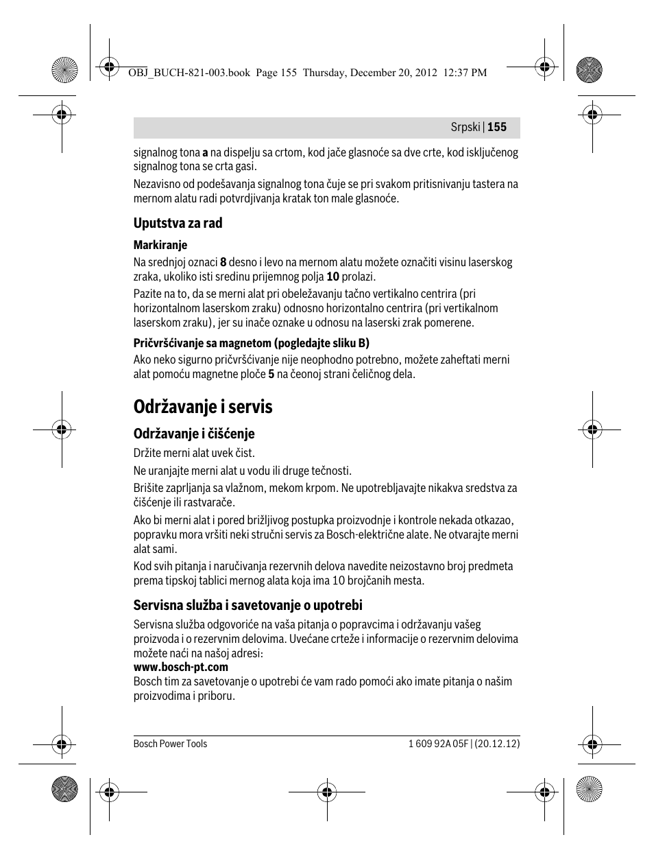 Održavanje i servis | Bosch LR 2 Professional User Manual | Page 155 / 239