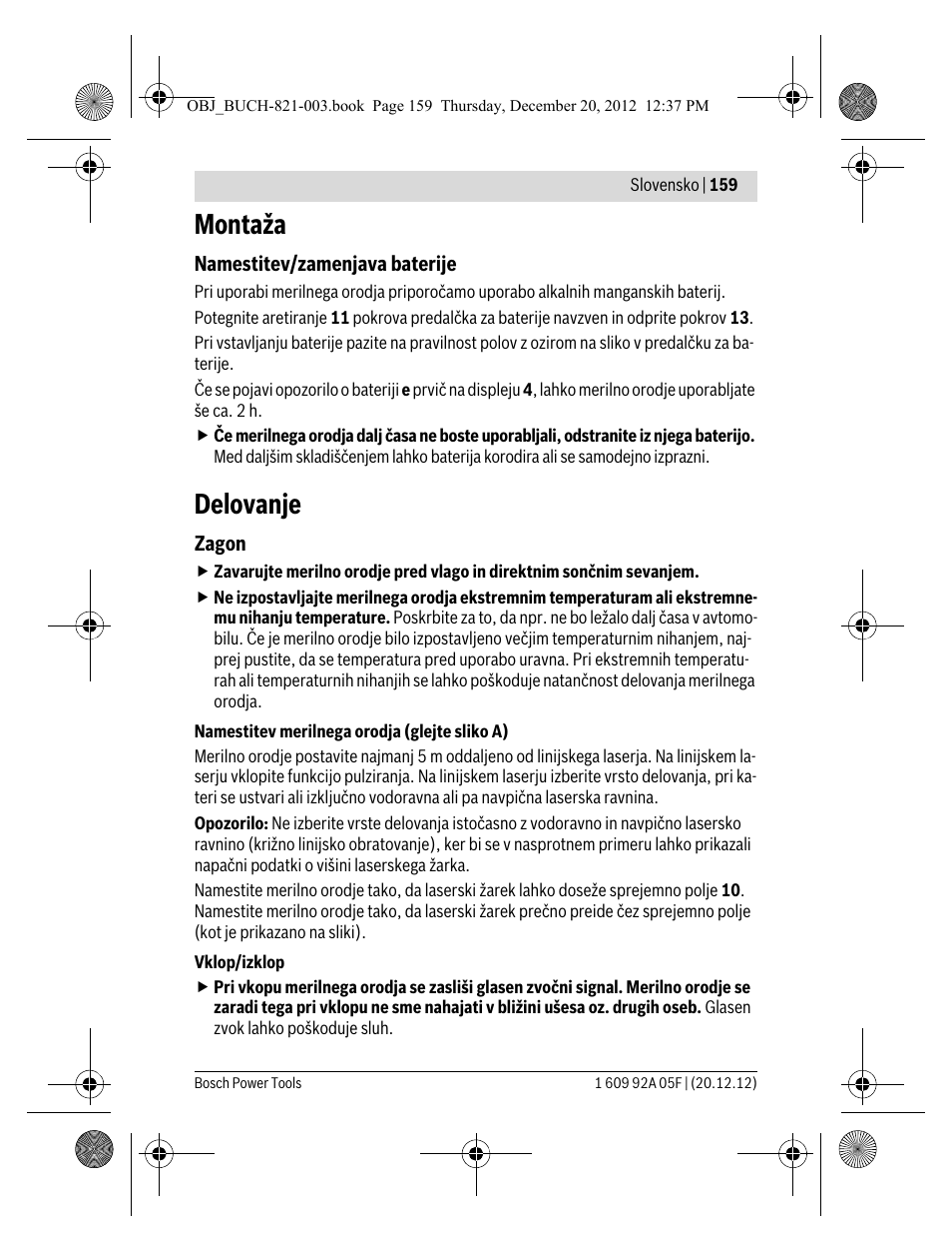 Montaža, Delovanje | Bosch LR 2 Professional User Manual | Page 159 / 239