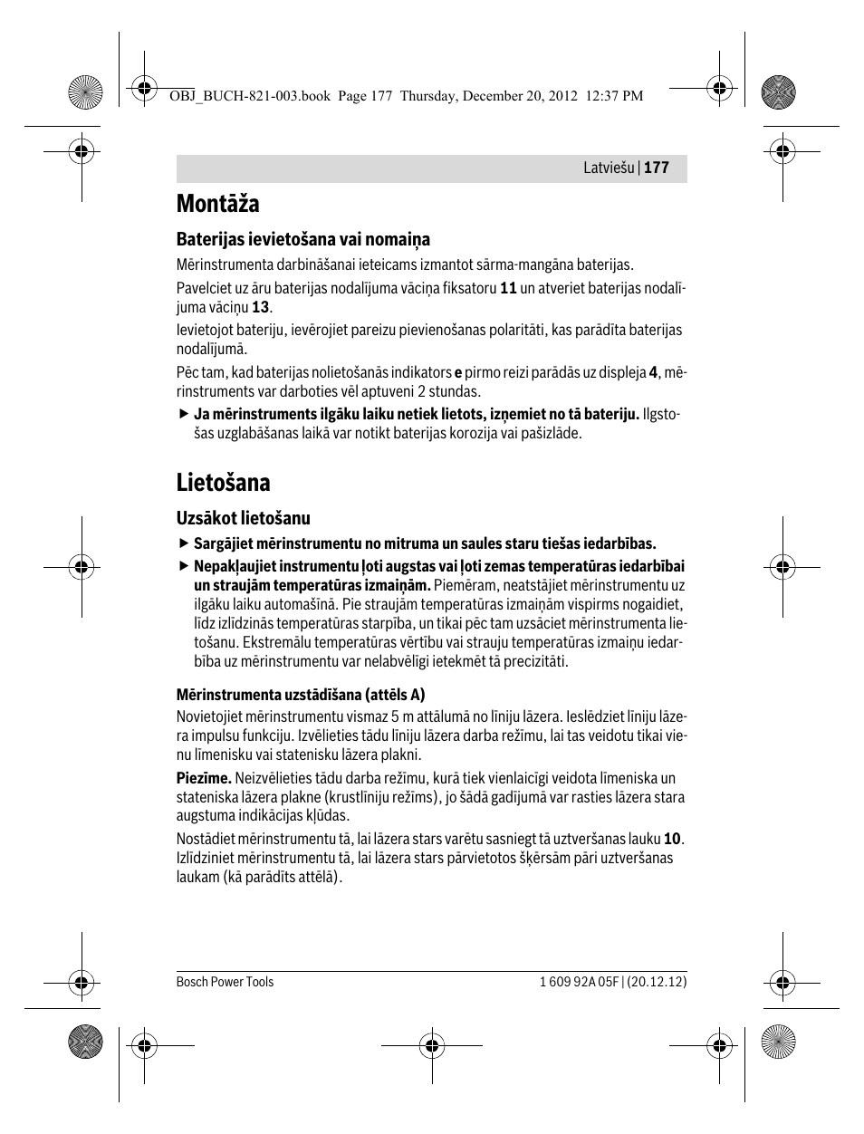 Montāža, Lietošana | Bosch LR 2 Professional User Manual | Page 177 / 239