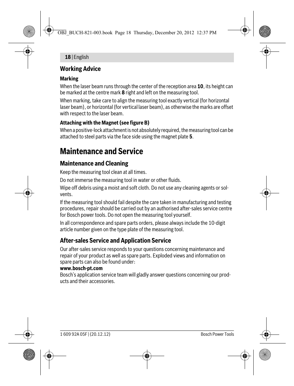 Maintenance and service | Bosch LR 2 Professional User Manual | Page 18 / 239