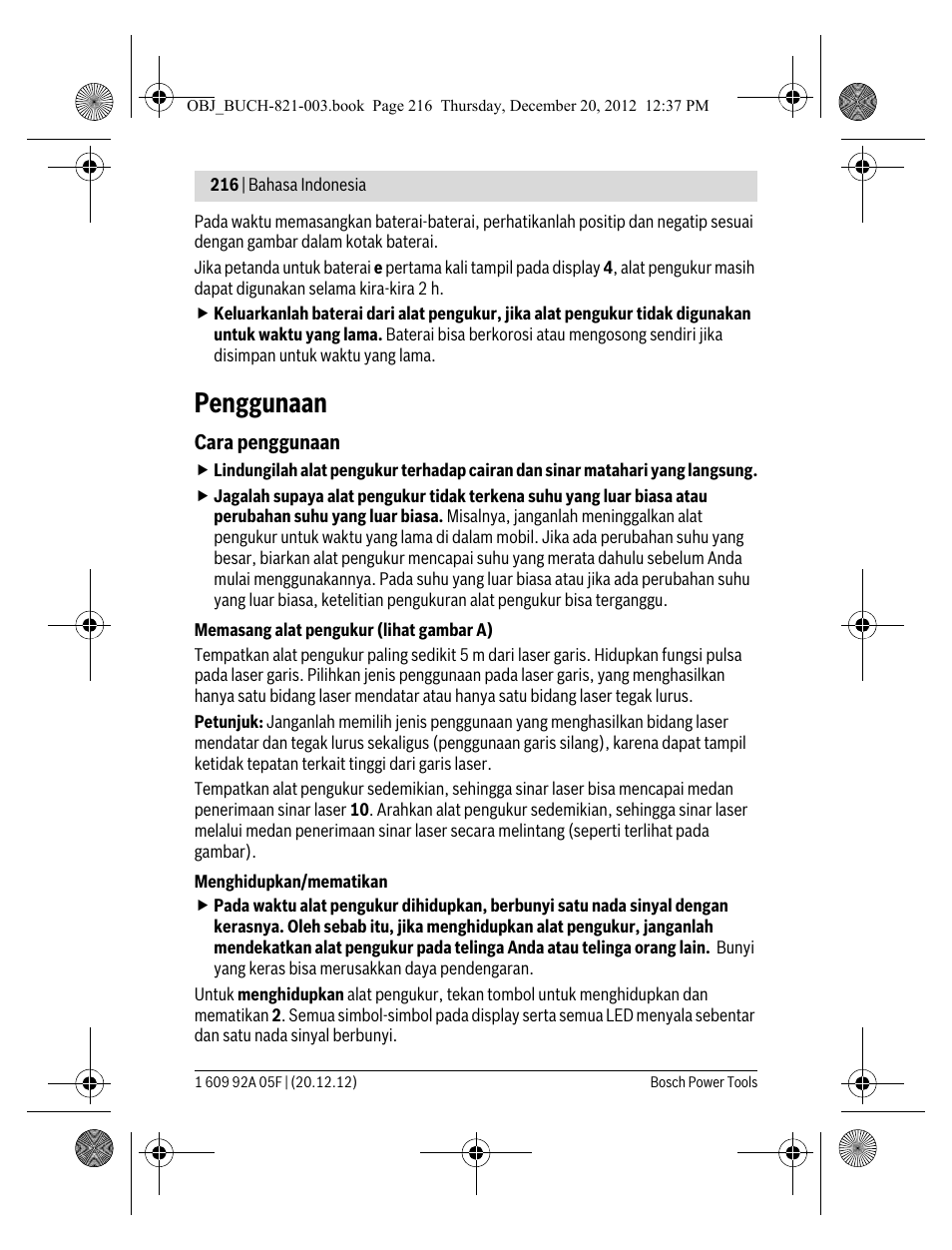 Penggunaan | Bosch LR 2 Professional User Manual | Page 216 / 239