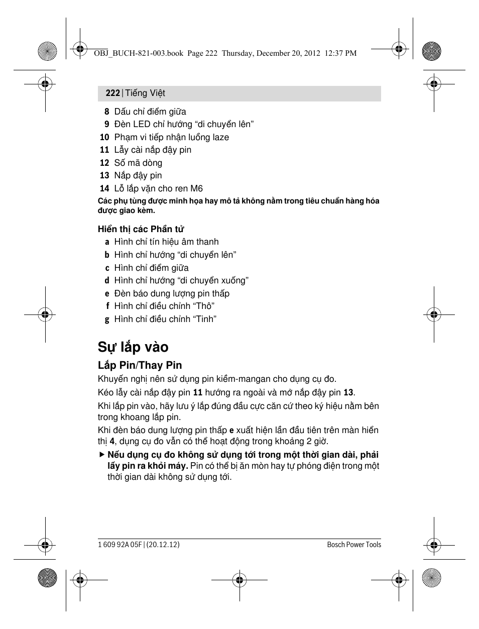 Sự lắp vào | Bosch LR 2 Professional User Manual | Page 222 / 239