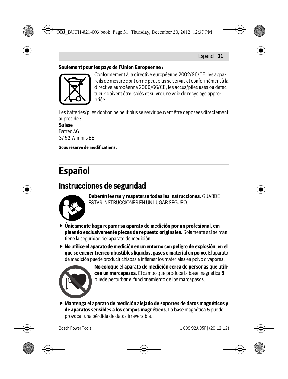 Español, Instrucciones de seguridad | Bosch LR 2 Professional User Manual | Page 31 / 239