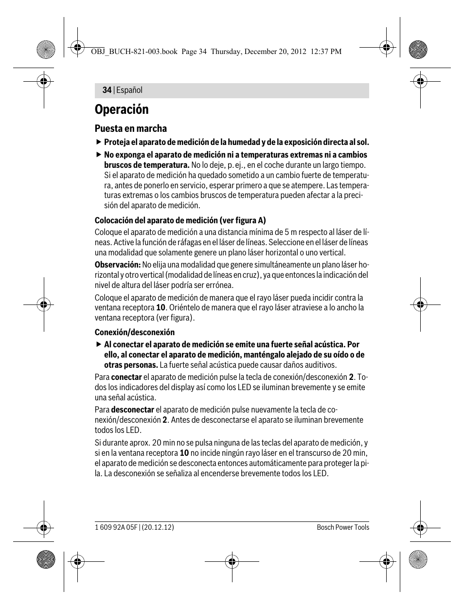 Operación | Bosch LR 2 Professional User Manual | Page 34 / 239