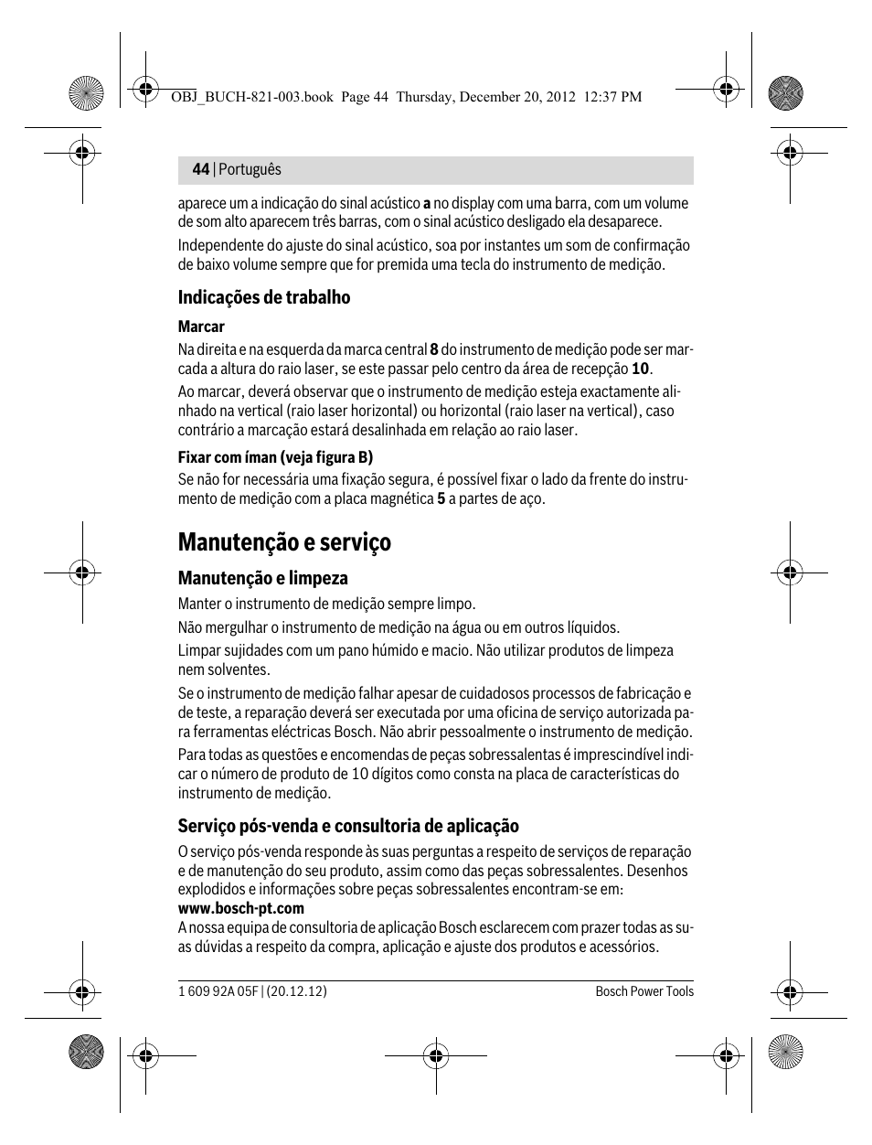 Manutenção e serviço | Bosch LR 2 Professional User Manual | Page 44 / 239