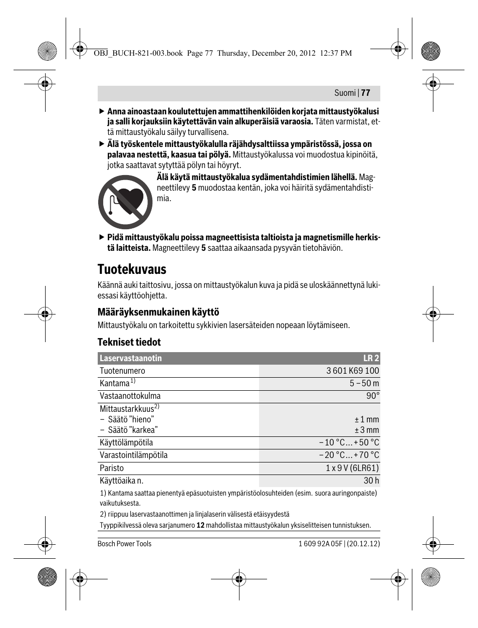 Tuotekuvaus | Bosch LR 2 Professional User Manual | Page 77 / 239