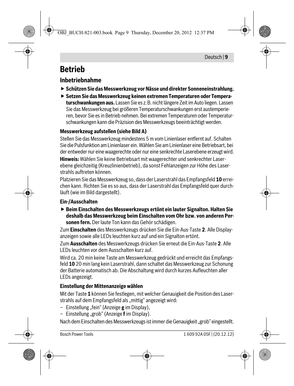 Betrieb | Bosch LR 2 Professional User Manual | Page 9 / 239