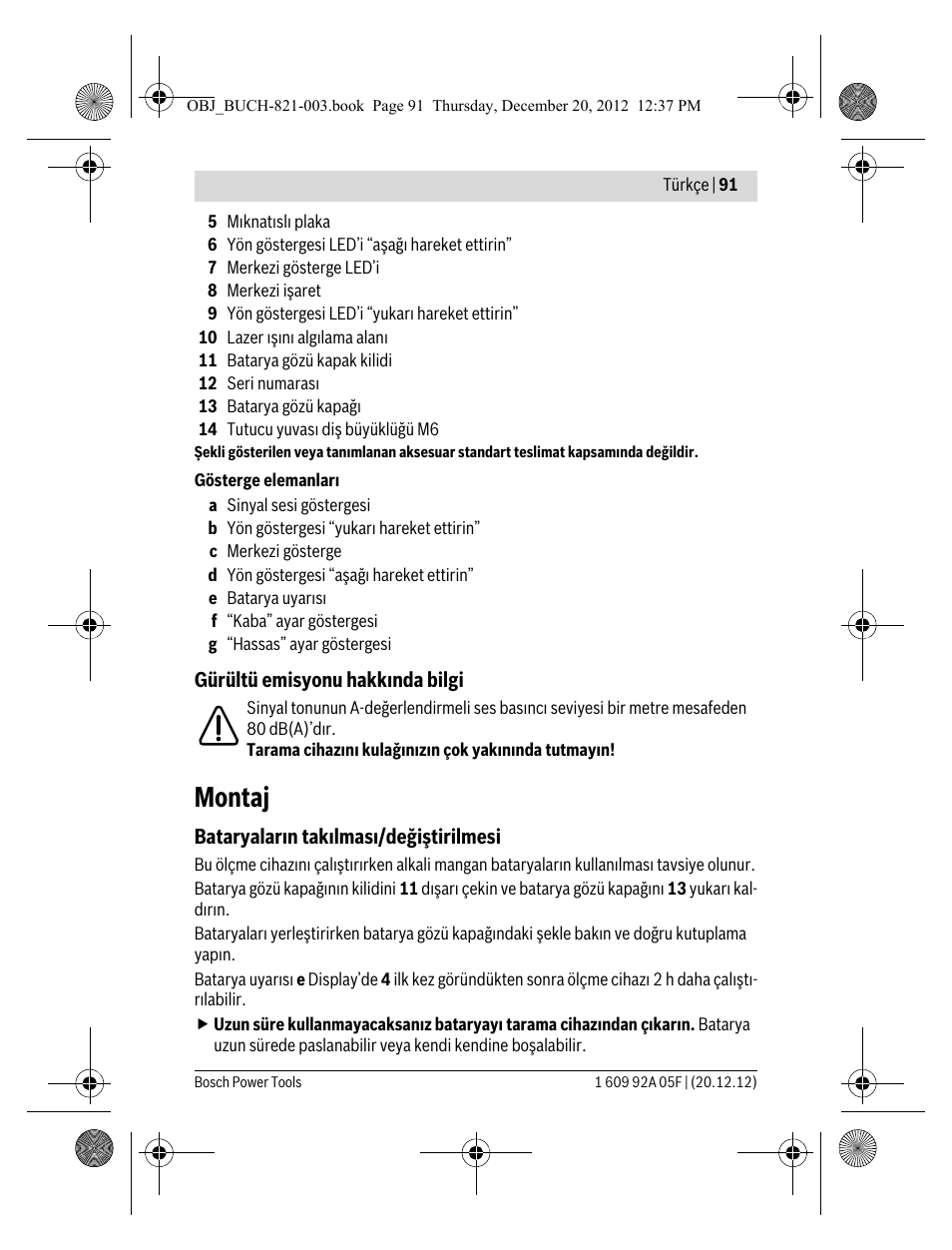 Montaj | Bosch LR 2 Professional User Manual | Page 91 / 239