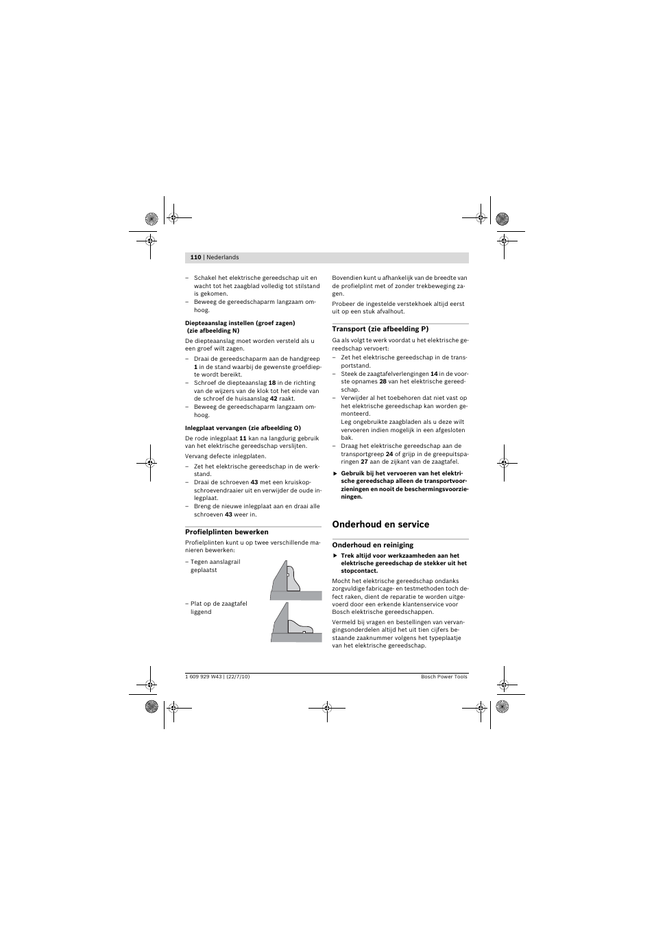 Onderhoud en service | Bosch PCM 7 S User Manual | Page 110 / 384