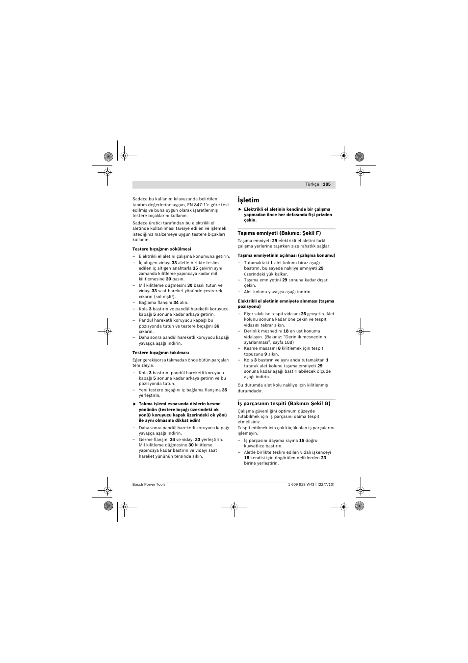 Işletim | Bosch PCM 7 S User Manual | Page 185 / 384