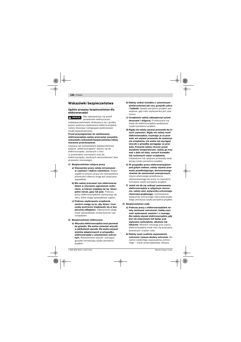 Wskazówki bezpieczeństwa | Bosch PCM 7 S User Manual | Page 190 / 384